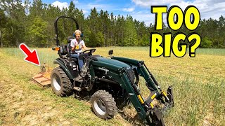 We Put an OVERSIZED Brush Hog on a 25hp Tractor!