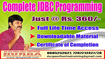 DURGASOFT Complete JDBC Programming Videos Just @ Rs 360/-