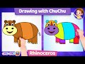 How to Draw a Cute Rhinoceros Step by Step? Drawing with ChuChu - ChuChuTV Drawing Lessons for Kids