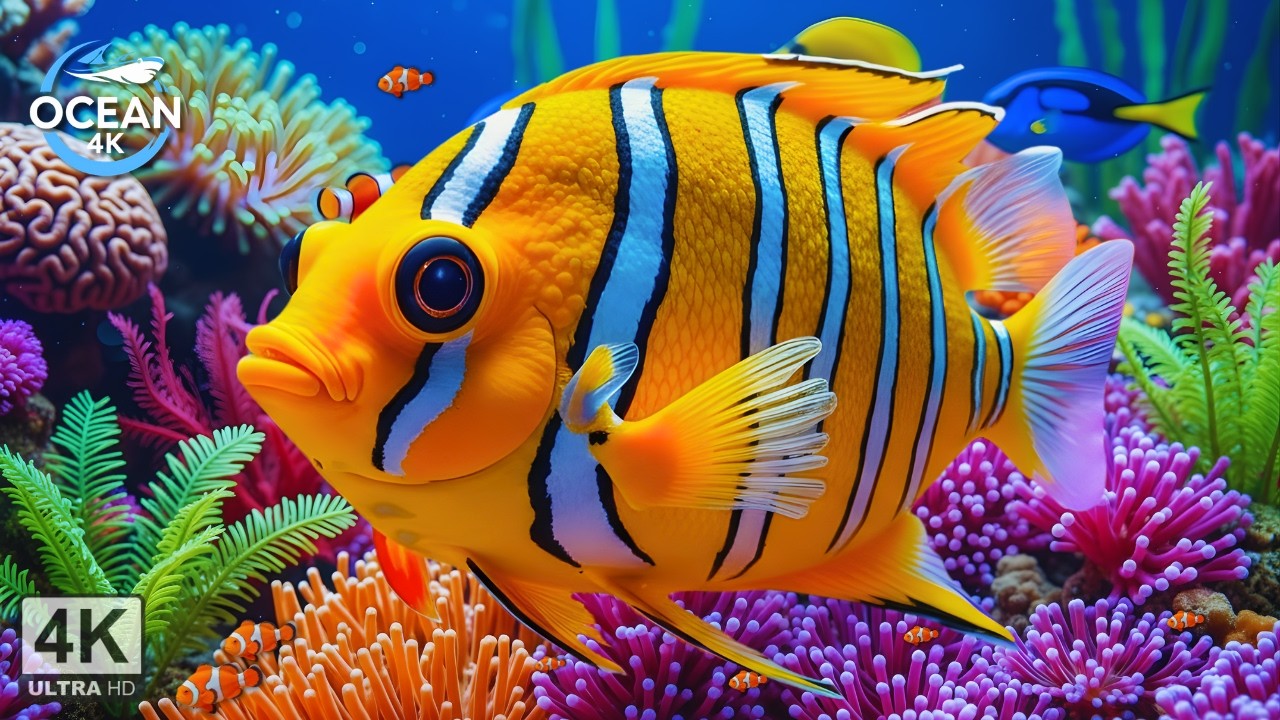 Aquarium 4K 🌊 Mesmerizing Coral Reefs & Tropical Fish | Ocean Relaxation Music