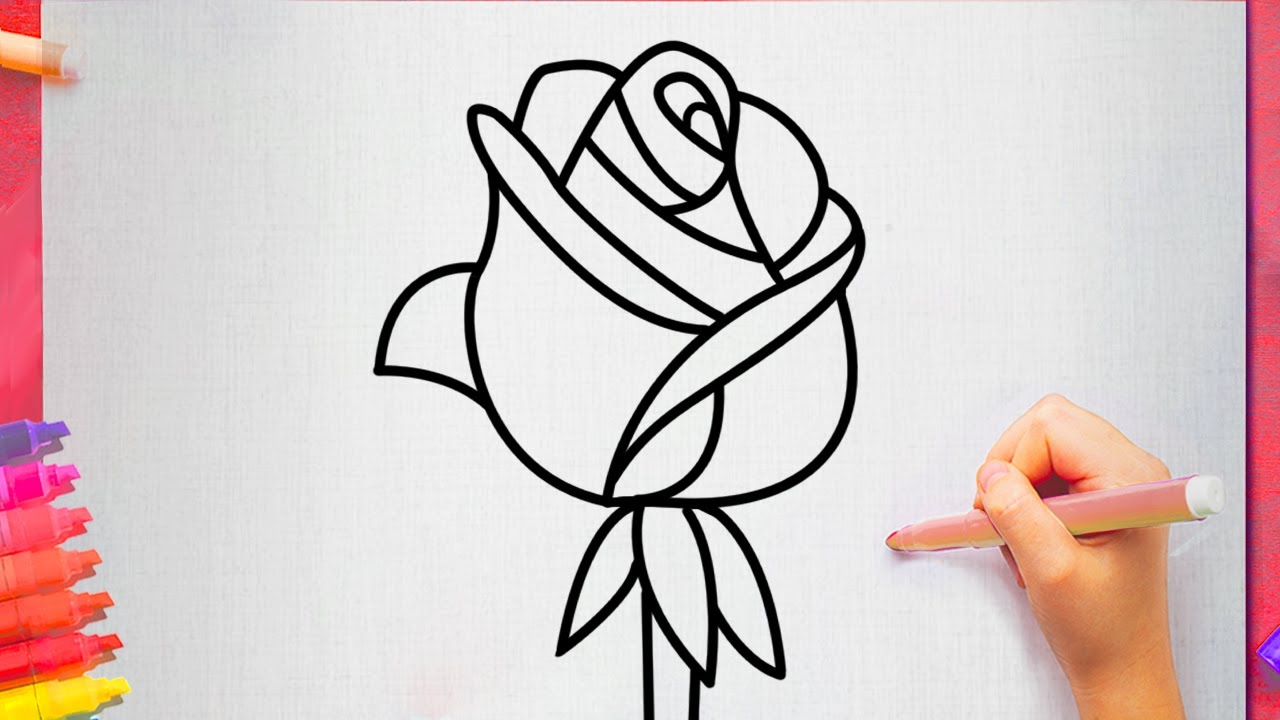 Come Disegnare Una Rosa Facile Per Bambini - YouTube