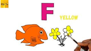 Learn the Letter F – Coloring and painting letter F – Kids painting videos.