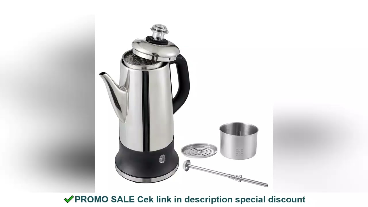 SucceBuy 12-Cup Electric Percolator Coffee Pot 304 Stainless Steel Coffee Percolator with Keep Warm