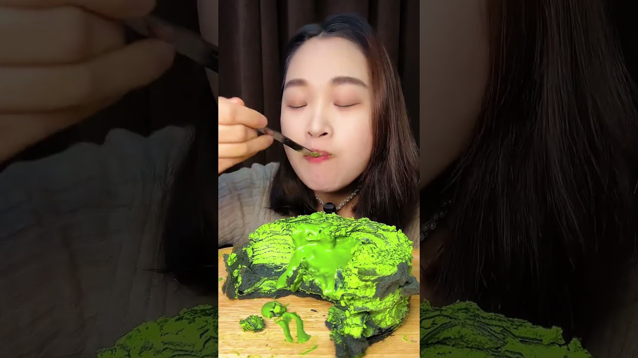 🍵 Matcha Lava Cream Viral Cake Mukbang ASMR | Soft Melted Matcha Flow Explosion Dessert Bliss !!!