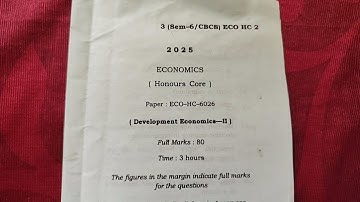 BA 6th Semester Economic Honours Development Economics ll ECO-HC-6026 Guwahati University