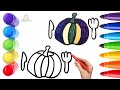 How To Draw cute Pumpkin With Boy Drawing, Painting &amp; Coloring For Kids and Toddlers_ Child Art🐋🌈🎨