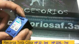 HP 22 y 22XL Recarga Cartucho de Tinta Color - YouTube