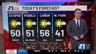 Breezy and milder Thursday