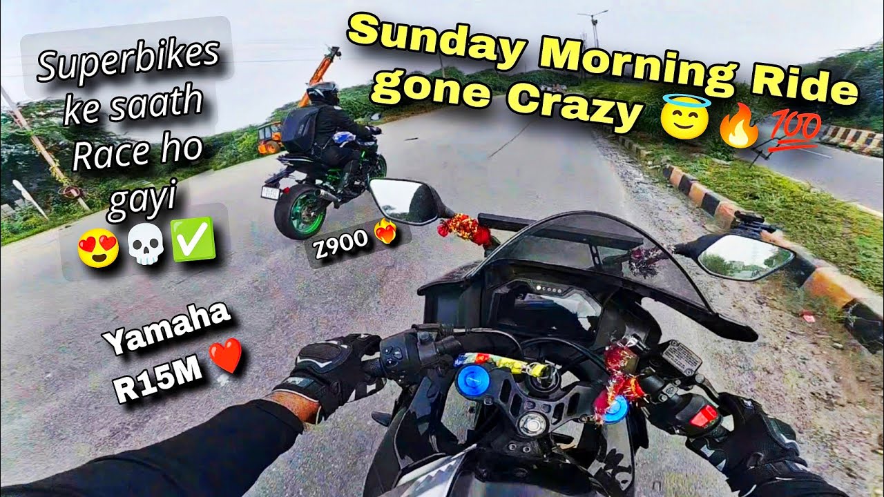 Sunday Morning Ride in My Yamaha R15M and Fun Race with Superbikes ❤️😇