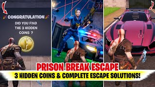 Fortnite PRISON BREAK ESCAPE Walkthrough Solutions / All 3 Hidden Coins (Cradeux Prison Escape Map)!