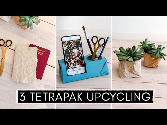 3 DIY Tetrapak Upcycling Ideen mit @EASY ALEX  - Handyhalter mit Organizer, Töpfe  & Reisepasshülle