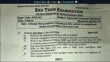 2023 Advanced Computer Networks Question paper