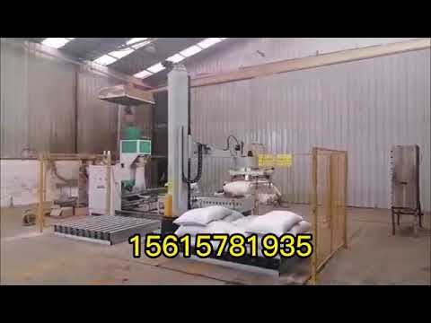 Fully automatic column palletizer cement bag flour bag carton palletizing.WhatsApp:+8615615781935