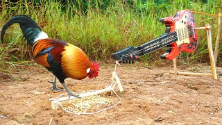 Simple Unique  Wild Chicken Trap Using Guitar &amp; Wood - Fantastic Creative Wild Chicken Trap