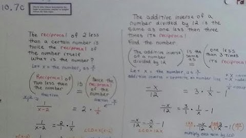 Algebra I #10.7c, Rational Equation word problem, Reciprocal of a number