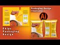 Chips packaging design in illustrator | chips packet design size | packaging design bangla tutorial