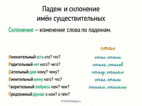 Падеж и склонение имён существительных (6 класс, видеоурок-презентация)