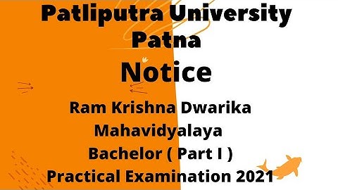 Patliputra University | Ram Krishna Dwarika Mahavidyalaya | Part 1 Practical Examination 2021