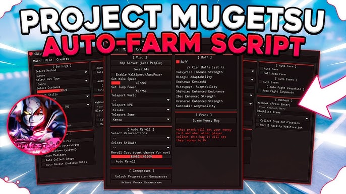 NEW!] ROBLOX Project Mugetsu Script Hack GUI : Auto Farm, Kill Aura, Item  Hack! *2023* 