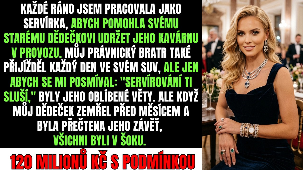 Vždycky jsem si myslela, že mě rodina nemá ráda, protože jsem „jen" servírka v dědečkově kavárně. Tomáš, můj úspěšný bratr právník, mi každé ráno říkal, že servírování mi sluší, a já jsem mlčela....
