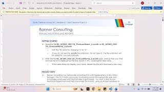 Shelly Cashman Access 365 | Modules 4-7: SAM Capstone Project A Banner Consulting