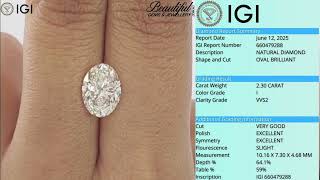 2.30ct I VVS2 Oval Brilliant Natural Diamond