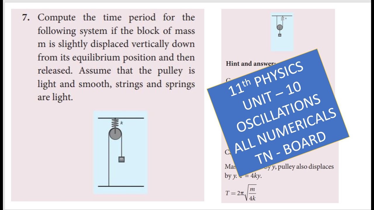 11th PHYSICS UNIT 10 OSCILLATIONS ALL NUMERICAL PROBLEMS TAMIL NADU