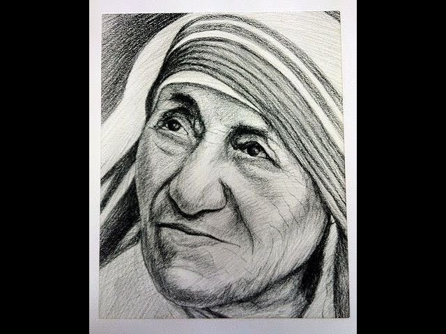 Original Mother Teresa Graphite Pencil Sketch - MadeMe