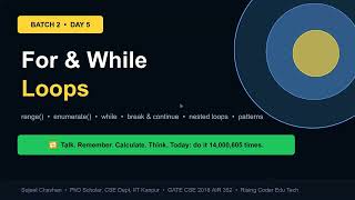 Python Loops for Beginners — for, while, range(), break & continue + Patterns | Day 5 Full Class