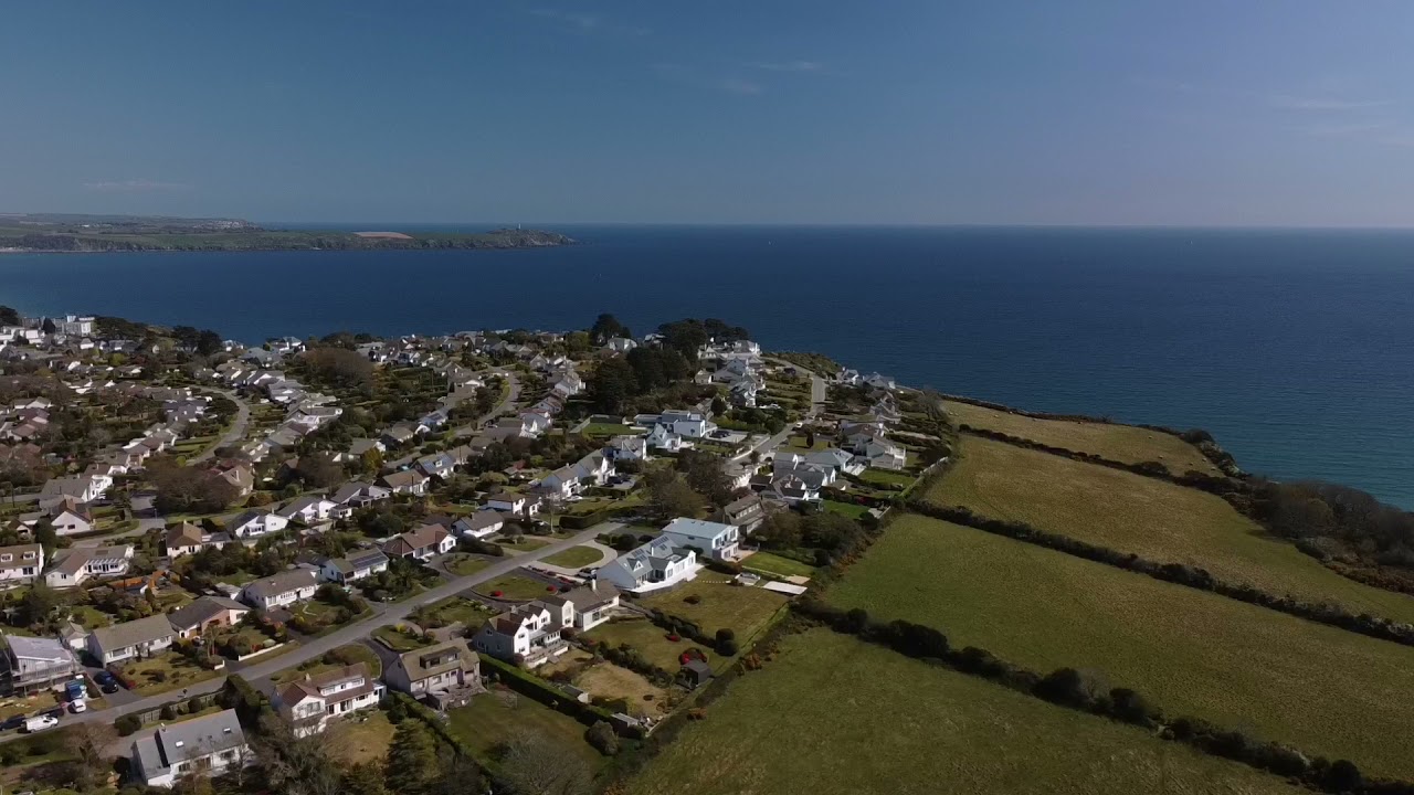 dji mini 2 up and above St Austell bay, Cornwall