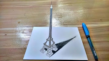 How to Draw a 3D Eiffel Tower 3D Trick Art