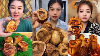 Chinese Food Mukbang Eating Show | Red beef bone marrow | Beef Bone Marrow Challenge #341
