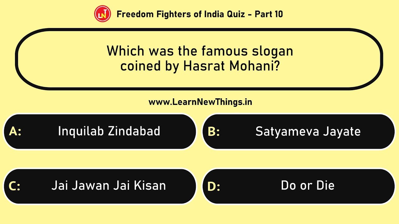 Freedom Fighters of India Quiz - Part 10/10 | 12 Questions ...