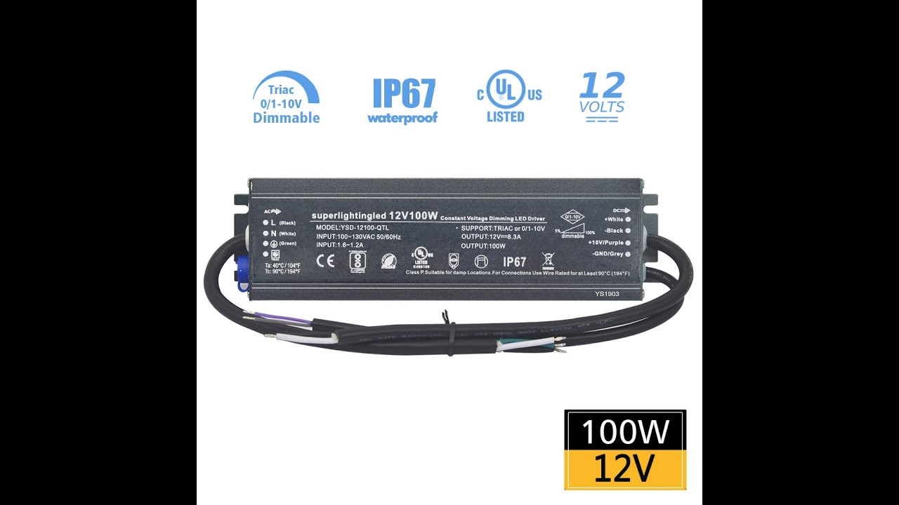 Hot sell UL-Listed Waterproof IP67 Dimming 0-10V&TRIAC Power Supply