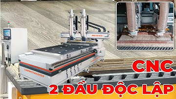 Máy CNC 2 Đầu Bàn 2m8 Thay Dao Độc Lập Quốc Duy | Máy CNC 2 Đầu Phay Huỳnh Pano Thay Dao Độc Lập