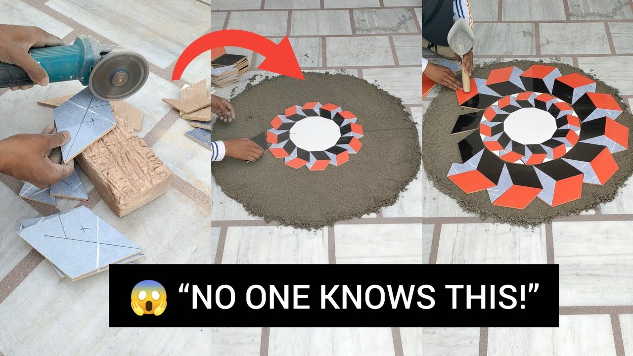 Amazing 3D Tile Design 🔥 Perfect Circle Pattern Floor Fitting Step by ...