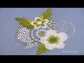 2 color embroidery Flower, Flower Embroidery with white & green thread, Cute Hand Embroidery-372