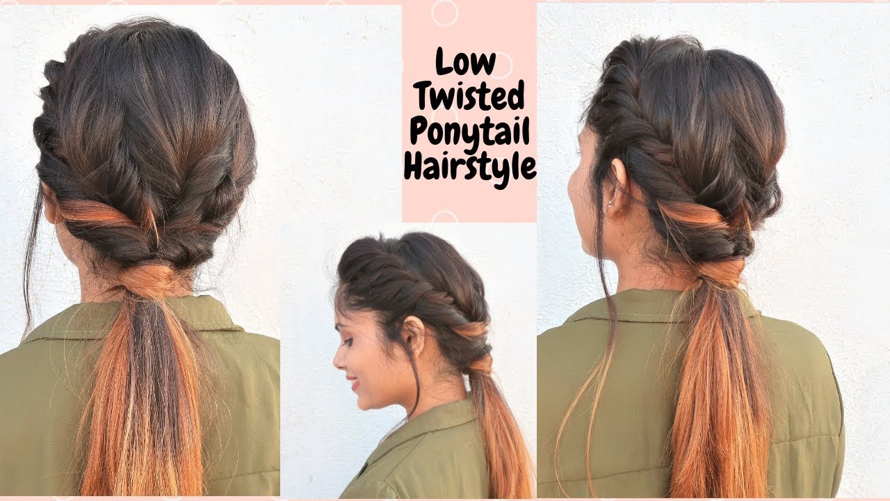 Quick & Easy Twisted Ponytail Hairstyle in hindi /Messy Ponytail Hairstyle  - YouTube