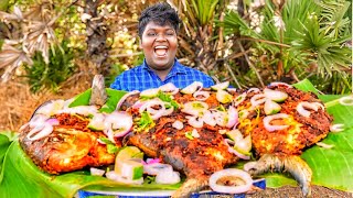 FISH FRY RECIPE 🐟| RED POMFRET FISH FRY IN VILLAGE COOKING STYLE