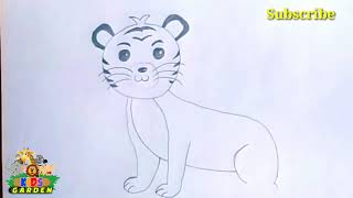 Cartoon tiger drawing step by step   kids garden   à®ªà¯à®²à®¿ à®ªà®à®®à¯ à®µà®°à¯à®¤à®²à¯