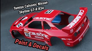 Tamiya Calsonic Nissan Skyline GT-R R34 - Paint & Decals - YouTube
