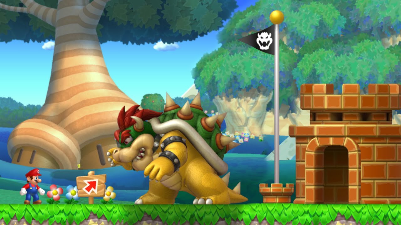 What Happens when Mario defeat Bowser in the First Level in New Super