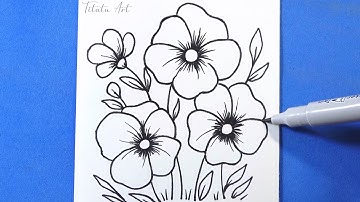 How to Draw Flowers Easy | Flower drawing tutorial