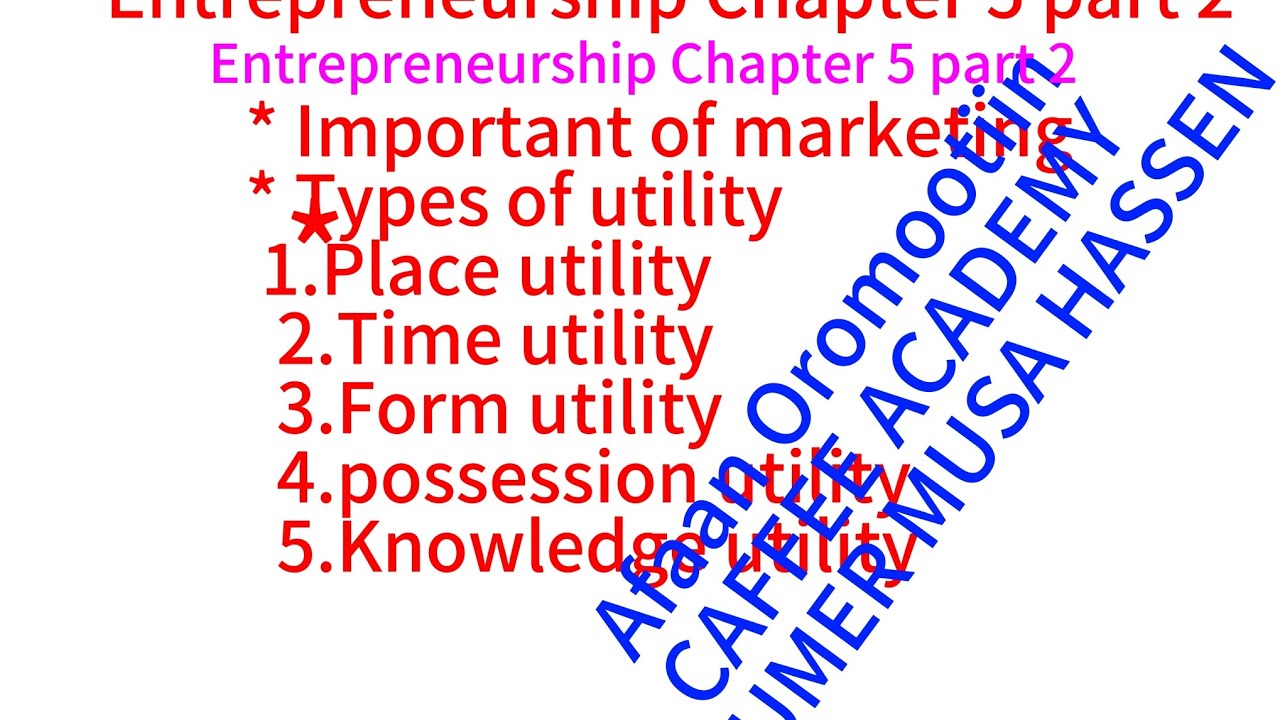 Entrepreneurship chapter 5 part 2 Afaan oromo Important of# Marketing ...