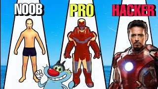 Noob vs pro vs hacker in iron man suit game with oggy and jack screenshot 5