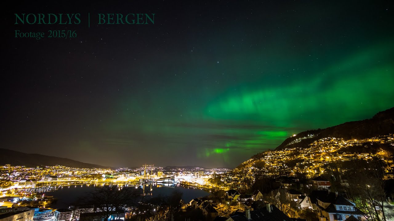 Nordlys Over Byfjellene Bergen Northern Lights Footage Timelapse 4k Uhd Youtube