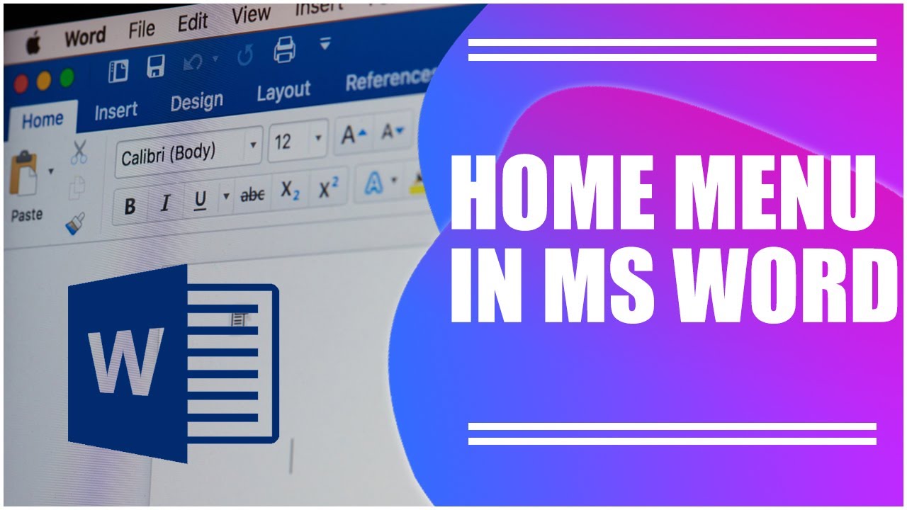 ms word home menu assignment