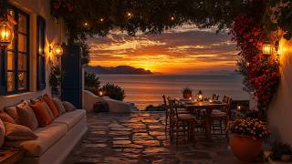 Golden Sunset Jazz Terrace | Romantic Seaside Villa Ambience & Soft Melodies For Deep Relaxation
