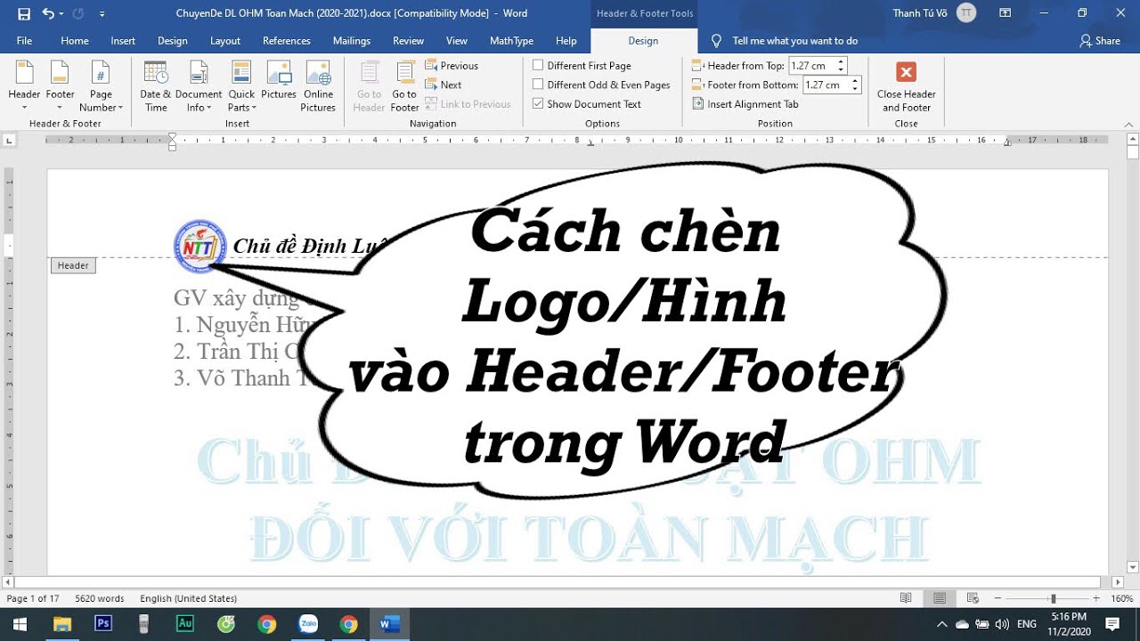 Cách Chèn Logo, Hình Ảnh Vào Header Hay Footer Trong Word Đơn Giản Nhất -  Youtube