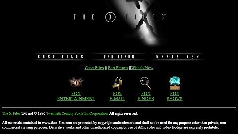 The X-Files website in 1996 in Internet Explorer 3.0